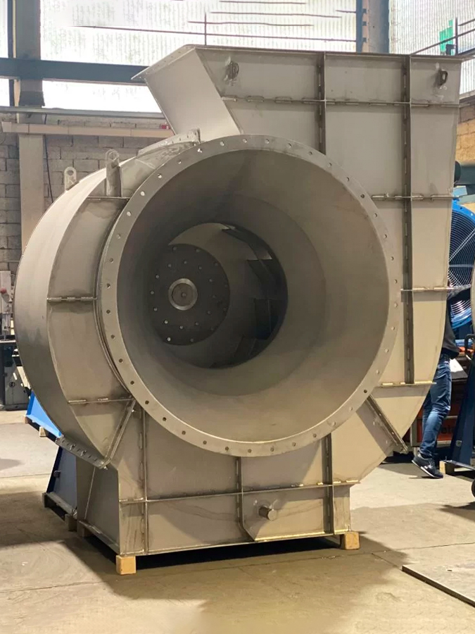 RVS centrifugaal ventilatoren voor een banddroger in de champignonindustrie